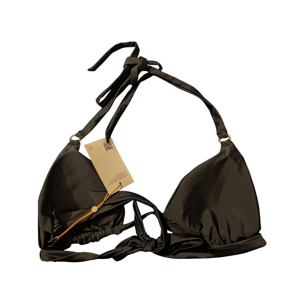 Quince Italian Triangle Bikini Top Black XL Eco-Friendly Vacation Pool beach - Picture 4 of 4